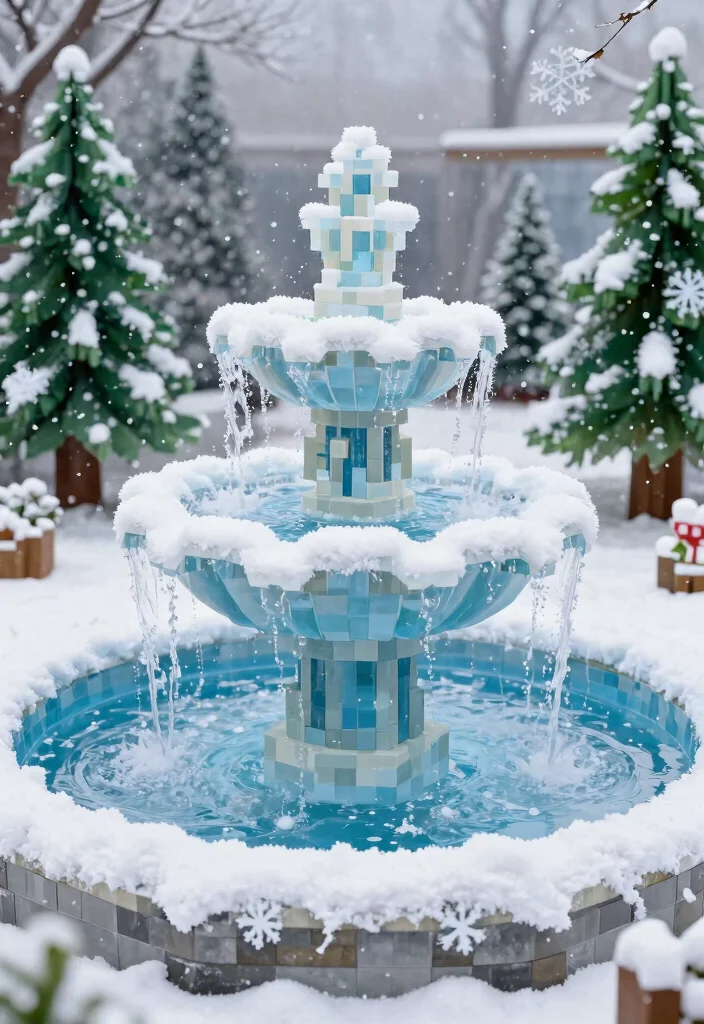 21 Best Minecraft Water Fountain Designs to Build Today 19. Snowy Fountain 0