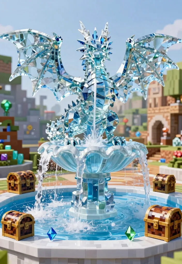 21 Best Minecraft Water Fountain Designs to Build Today 20. Crystal Dragon Fountain 0