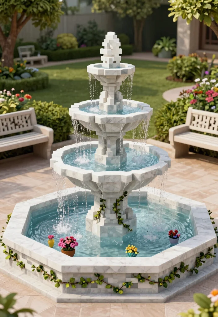 21 Best Minecraft Water Fountain Designs to Build Today 3. Elegant Marble Fountain 0