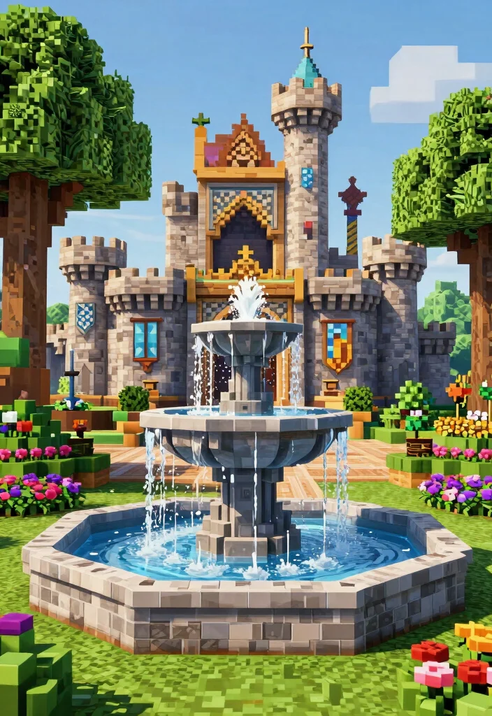 21 Best Minecraft Water Fountain Designs to Build Today 9. Fantasy Castle Fountain 0