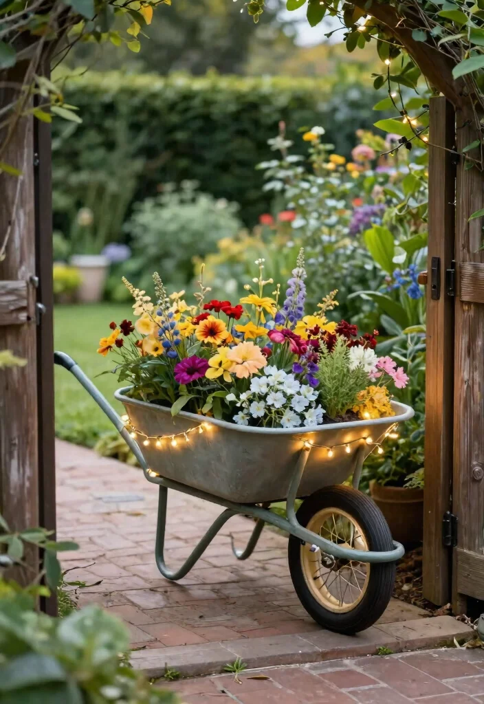 21 Charming Wheelbarrow Planter Ideas for Rustic Gardens 19 21 Charming Wheelbarrow Planter Ideas for Rustic Gardens 19. Charming Entryway Feature 0