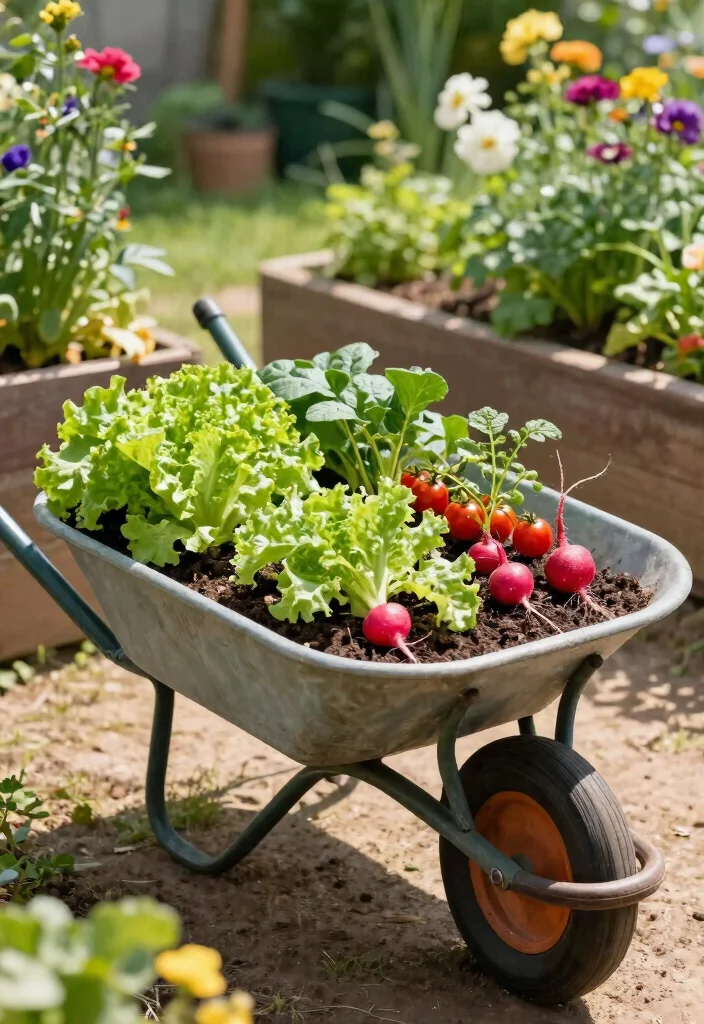 21 Charming Wheelbarrow Planter Ideas for Rustic Gardens 3 21 Charming Wheelbarrow Planter Ideas for Rustic Gardens 3. Vegetable Patch 0