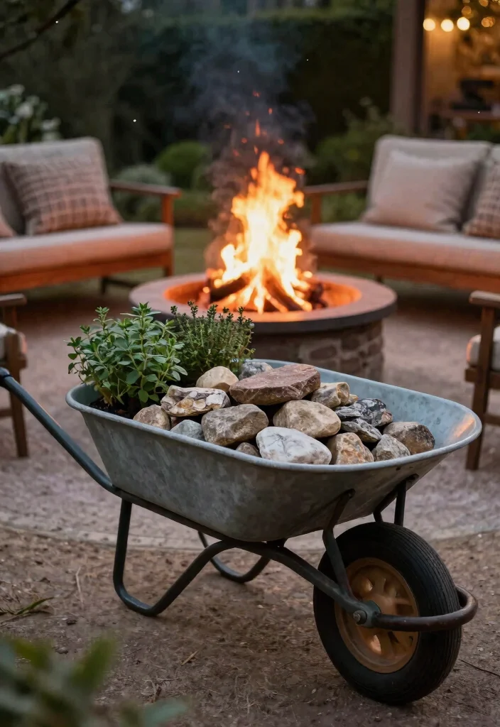 21 Charming Wheelbarrow Planter Ideas for Rustic Gardens 9 21 Charming Wheelbarrow Planter Ideas for Rustic Gardens 9. Unique Fire Pit Surround 0