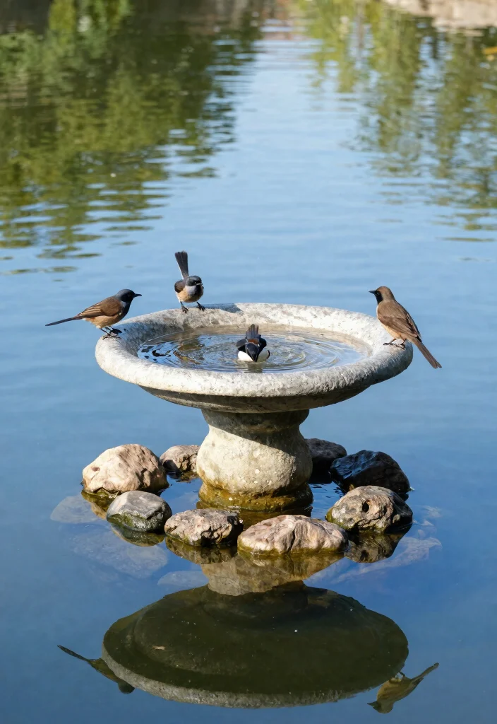 21 Stunning Outdoor Bird Bath Inspiration Photos for Pins 11. Floating Bird Bath 0