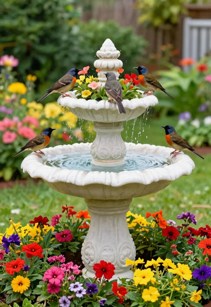 21 Stunning Outdoor Bird Bath Inspiration Photos for Pins 12. Bird Bath with Planter 0