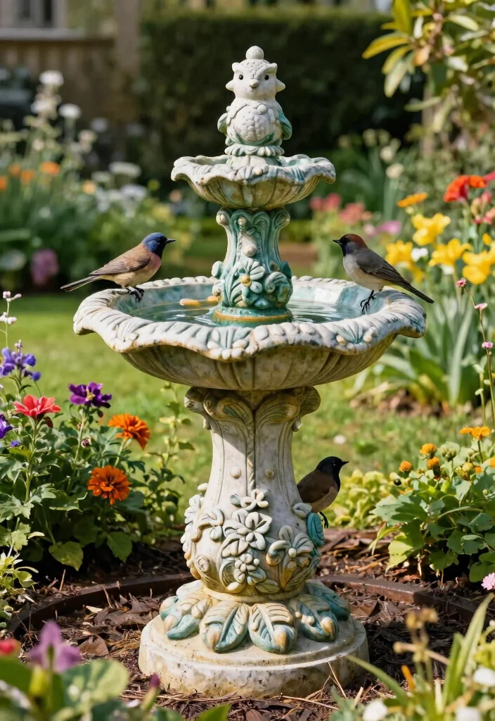 21 Stunning Outdoor Bird Bath Inspiration Photos for Pins 13. Bird Bath Sculpture 0