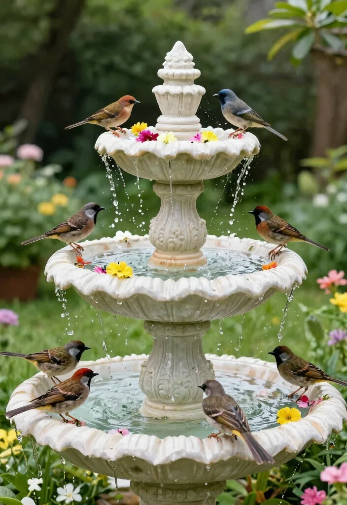21 Stunning Outdoor Bird Bath Inspiration Photos for Pins 14. Tiered Bird Bath 0