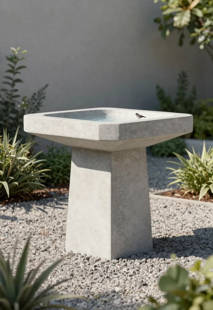 21 Stunning Outdoor Bird Bath Inspiration Photos for Pins 9. Minimalist Concrete Bird Bath 0
