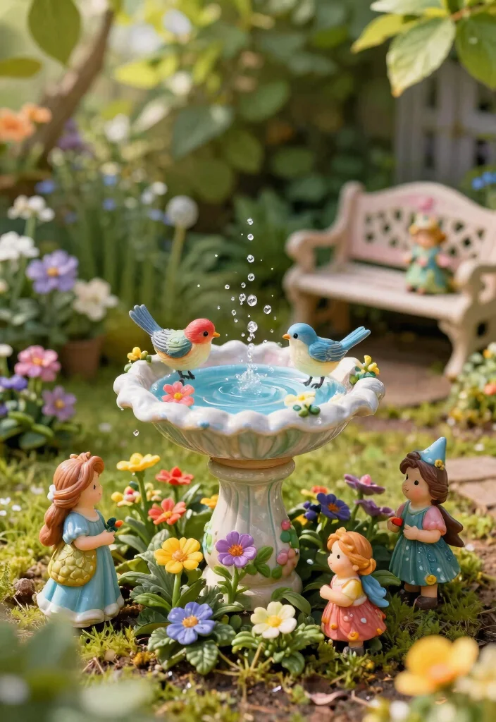 25 Beautiful Bird Bath Ideas for a Dreamy Garden Oasis 10. Whimsical Fairy Garden Bird Bath 0