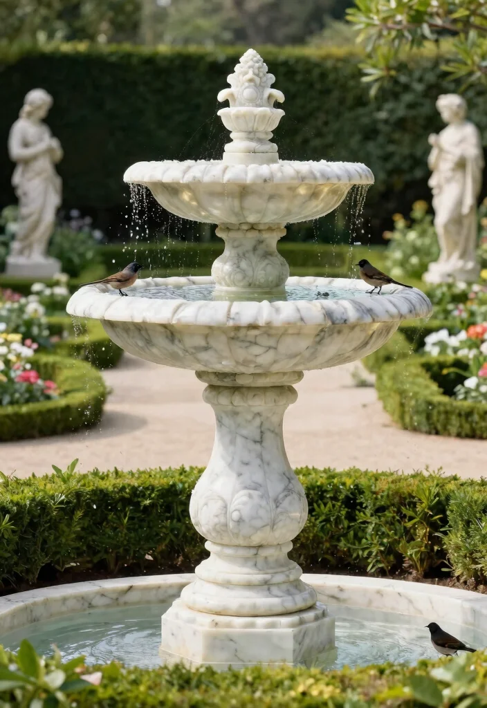 25 Beautiful Bird Bath Ideas for a Dreamy Garden Oasis 13. Elegant Marble Bird Bath 0