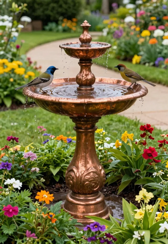 25 Beautiful Bird Bath Ideas for a Dreamy Garden Oasis 17. Antique Copper Bird Bath 0