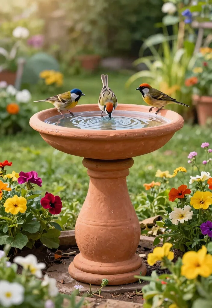 25 Beautiful Bird Bath Ideas for a Dreamy Garden Oasis 20. Charming Clay Pot Bird Bath 0