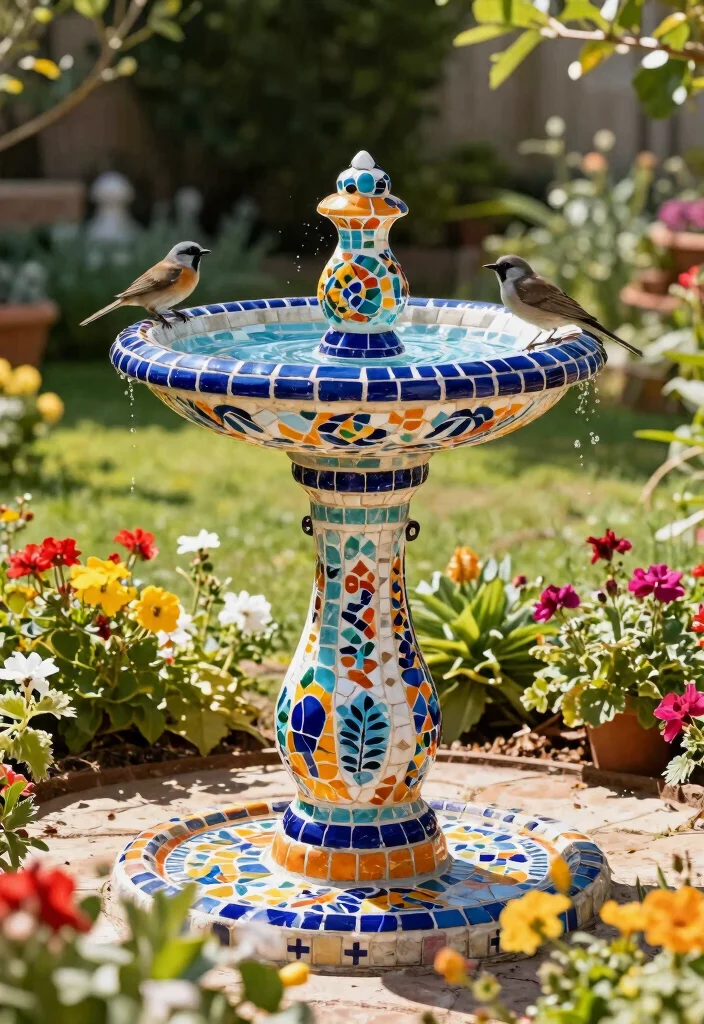 25 Beautiful Bird Bath Ideas for a Dreamy Garden Oasis 22. Mediterranean Style Bird Bath 0