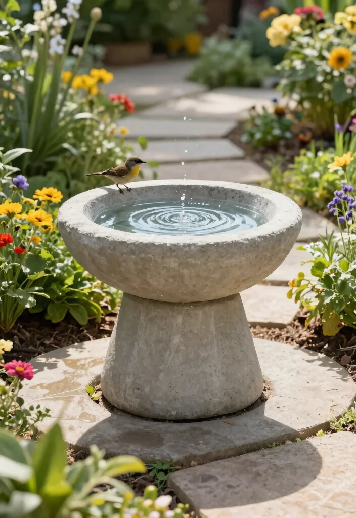 25 Beautiful Bird Bath Ideas for a Dreamy Garden Oasis 23. DIY Concrete Stepping Stone Bird Bath 0