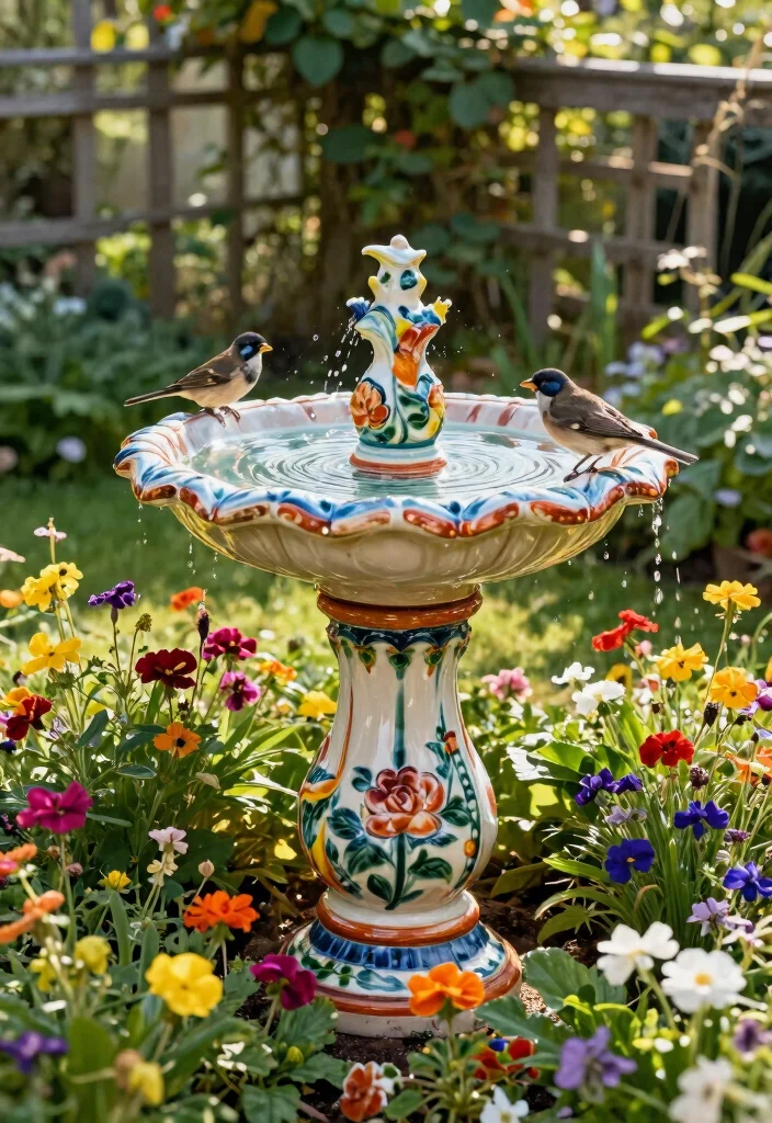 25 Beautiful Bird Bath Ideas for a Dreamy Garden Oasis 3. Vintage Ceramic Bird Bath 0