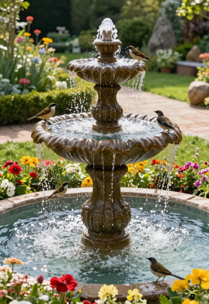 25 Beautiful Bird Bath Ideas for a Dreamy Garden Oasis 4. Tiered Fountain Bird Bath 0