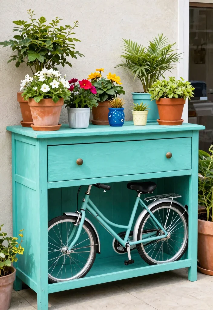 25 Genius Bike Storage Ideas for Small Spaces Must Try 12. Repurposed Furniture for Bike Storage 0