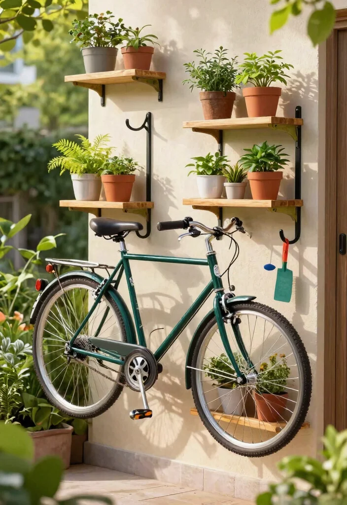 25 Genius Bike Storage Ideas for Small Spaces Must Try 24. Bike Hooks with Shelving 0