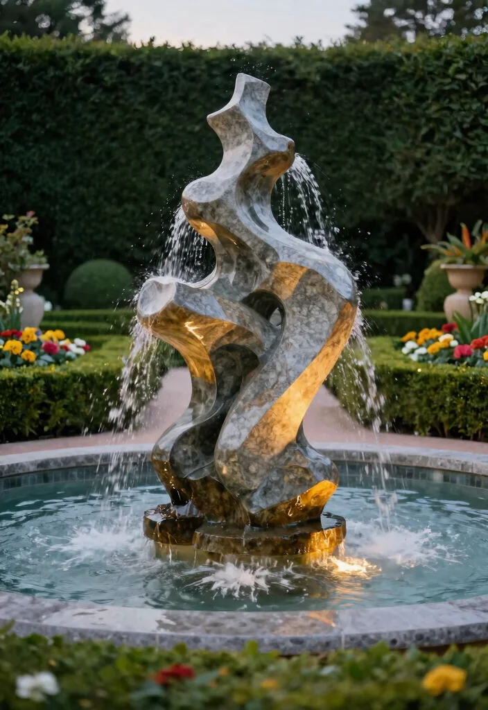 25 Relaxing Water Fountain Ideas for a Backyard Oasis 13. Artistic Sculptural Fountain 0