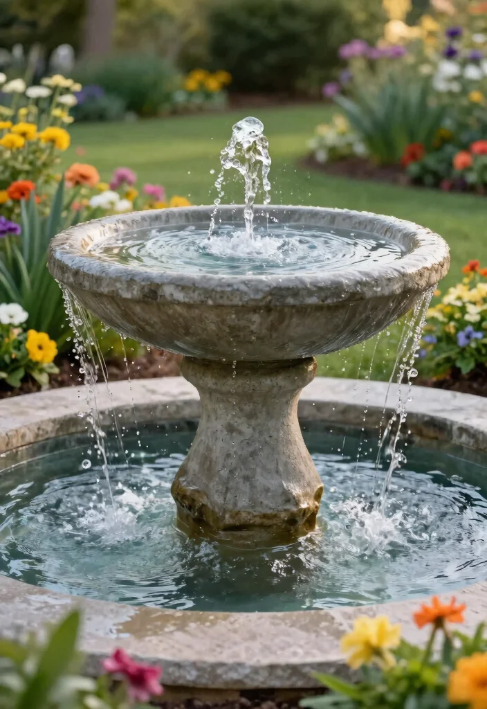 25 Relaxing Water Fountain Ideas for a Backyard Oasis 14. Concrete Bowl Fountain 0