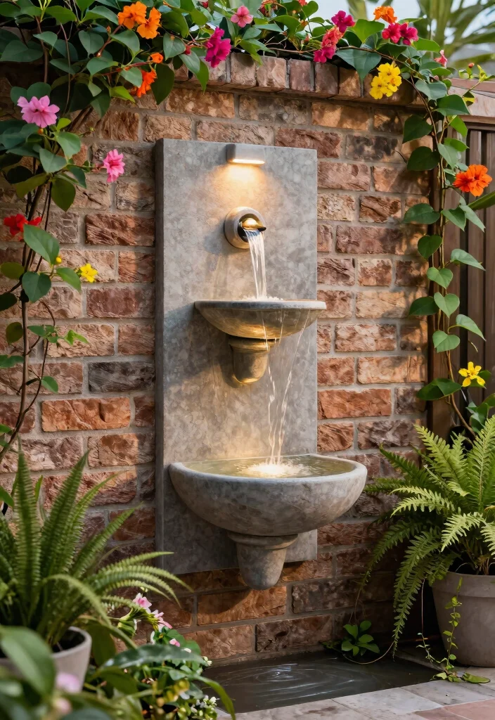 25 Relaxing Water Fountain Ideas for a Backyard Oasis 2. Wall Mounted Fountain 0