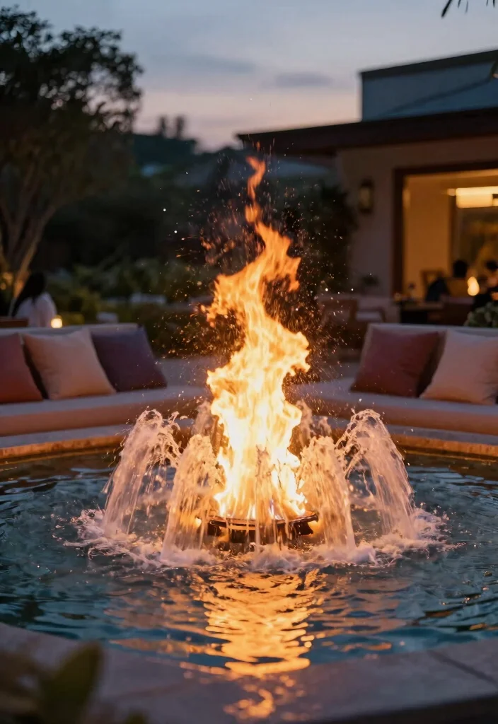 25 Relaxing Water Fountain Ideas for a Backyard Oasis 20. Fire and Water Fountain 0