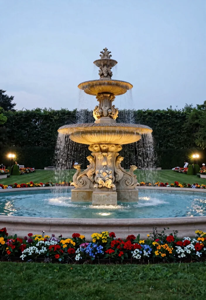 25 Relaxing Water Fountain Ideas for a Backyard Oasis 25. Large Statement Fountain 0