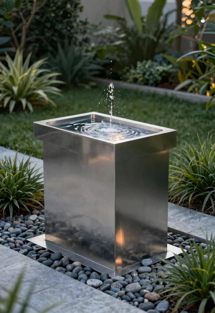 25 Relaxing Water Fountain Ideas for a Backyard Oasis 6. Modern Minimalist Fountain 0