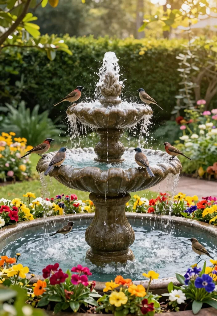 25 Relaxing Water Fountain Ideas for a Backyard Oasis 8. Birdbath Fountain 0