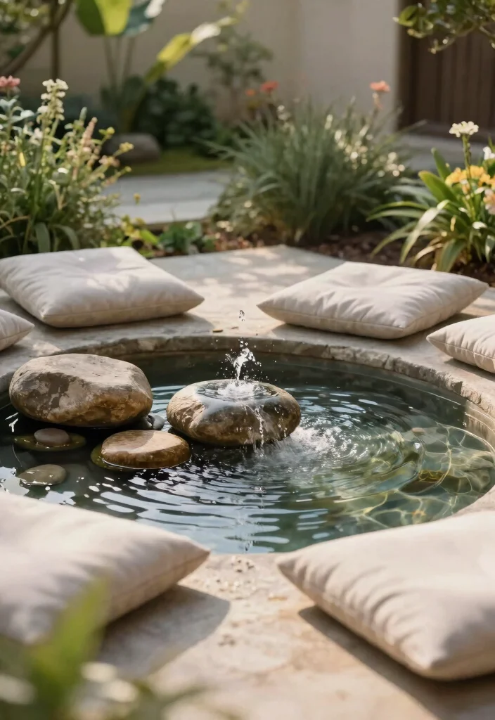 25 Relaxing Water Fountain Ideas for a Backyard Oasis 9. Meditation Fountain 0