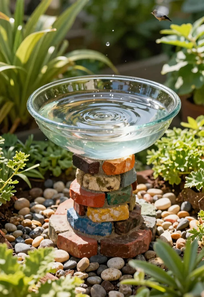 7 Beautiful Bird Bath Bowl Ideas DIY and Upcycled 3. Glass Bowl Bird Bath 0