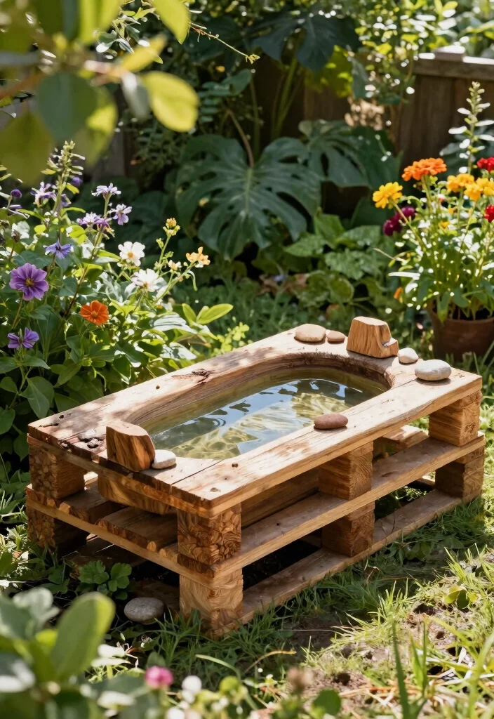 7 Beautiful Bird Bath Bowl Ideas DIY and Upcycled 4. Wooden Pallet Bird Bath 0