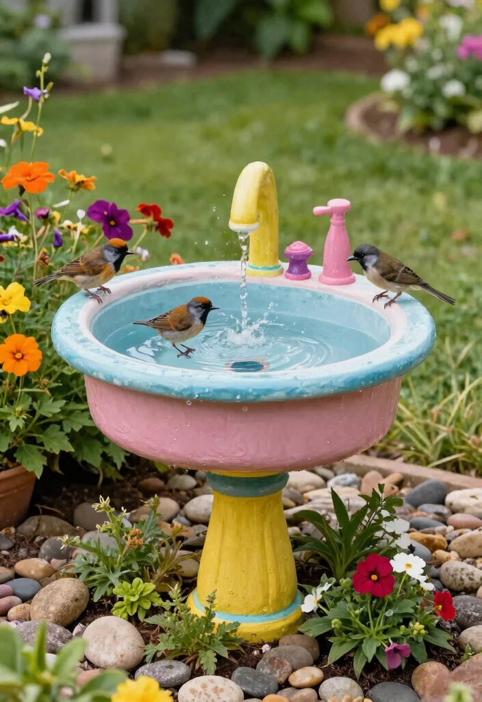7 Beautiful Bird Bath Bowl Ideas DIY and Upcycled 5. Repurposed Kitchen Sink Bird Bath 0