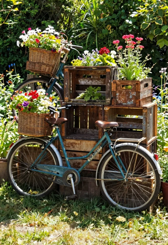 7 Beautiful Rustic Bike Storage Ideas Farmhouse Style 3. Repurposed Vintage Crates 0