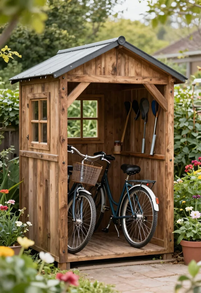 7 Beautiful Rustic Bike Storage Ideas Farmhouse Style 5. Rustic Garden Shed for Bikes 0