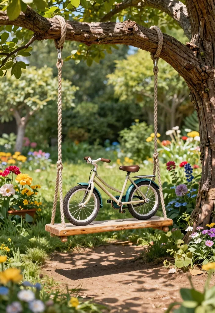 7 Beautiful Rustic Bike Storage Ideas Farmhouse Style 6. DIY Wooden Bike Swing 0