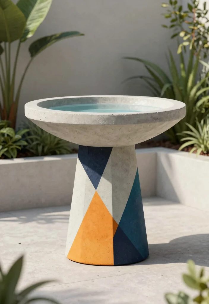 7 Best Bird Bath Painting Ideas Concrete Makeover Tips 4. Geometric Designs 0