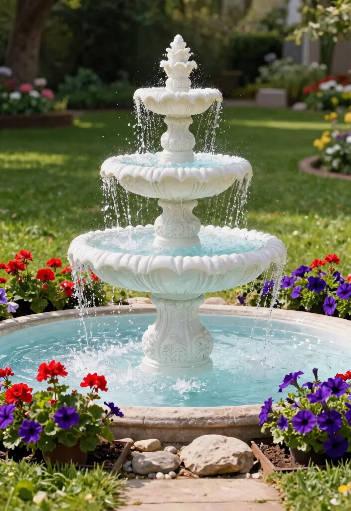 7 Best Water Fountain Color Ideas to Pop in Your Yard 1. Classic White for Timeless Elegance 0