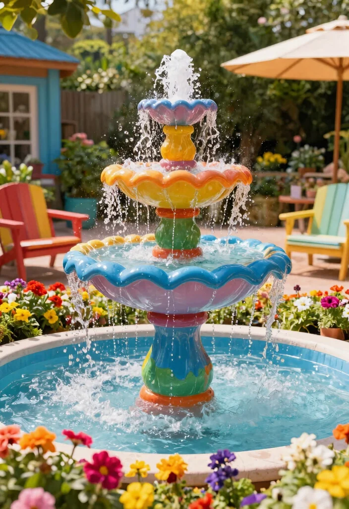 7 Best Water Fountain Color Ideas to Pop in Your Yard 7. Playful Multicolor for a Fun Experience 0