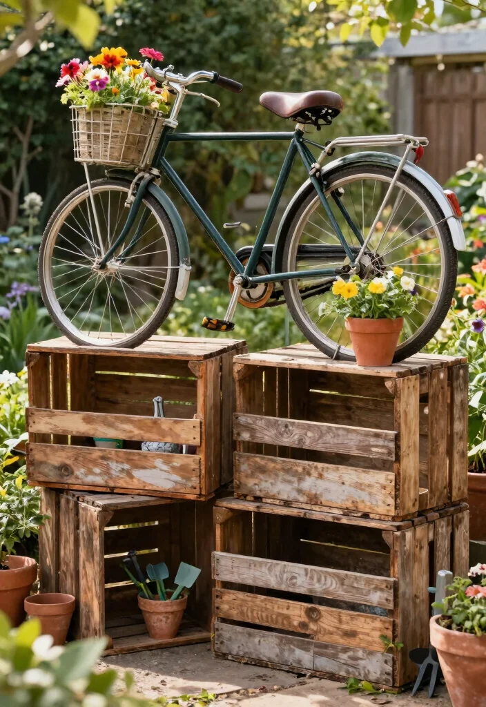 7 Charming Retro Bike Storage Ideas Vintage Vibe 5. Vintage Crates as Bike Holders 0