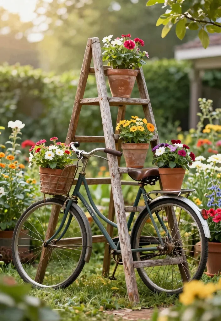 7 Charming Retro Bike Storage Ideas Vintage Vibe 6. Old Ladder Bike Rack 0