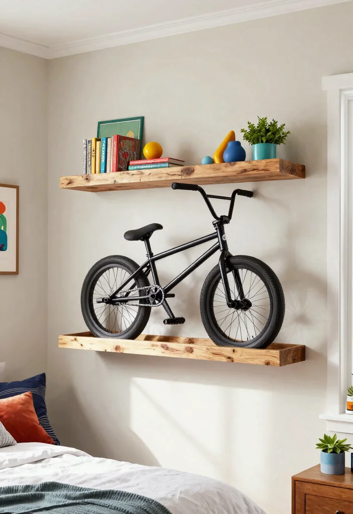 7 Cool BMX Bike Storage Ideas for Your Bedroom or Garage 4. Stylish Bike Shelves 0
