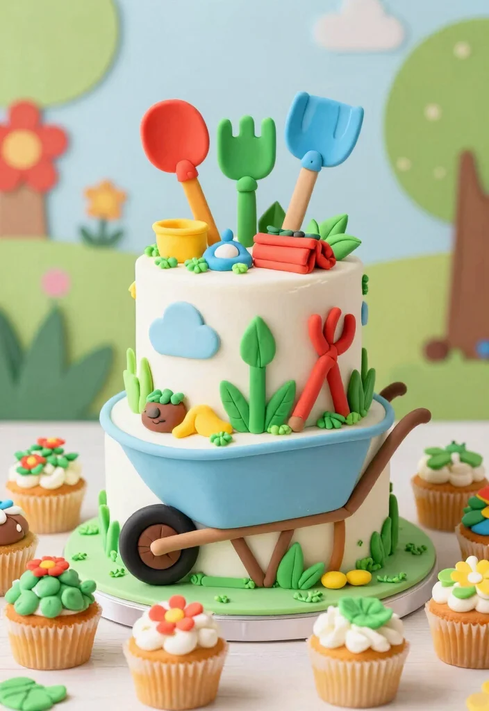 7 Cute Wheelbarrow Cake Ideas for Gardener Birthdays 6. Garden Tool Surprise Cake 0