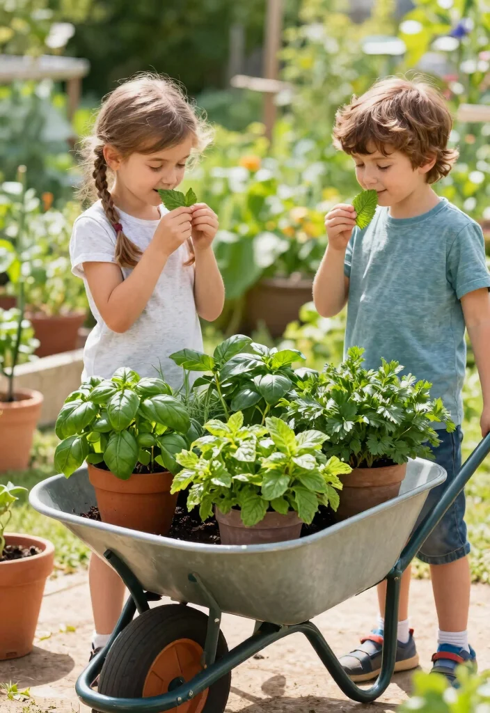 7 Fun Wheelbarrow Garden Ideas for Kids to Learn Planting 3. Herb Wheelbarrow Garden 0