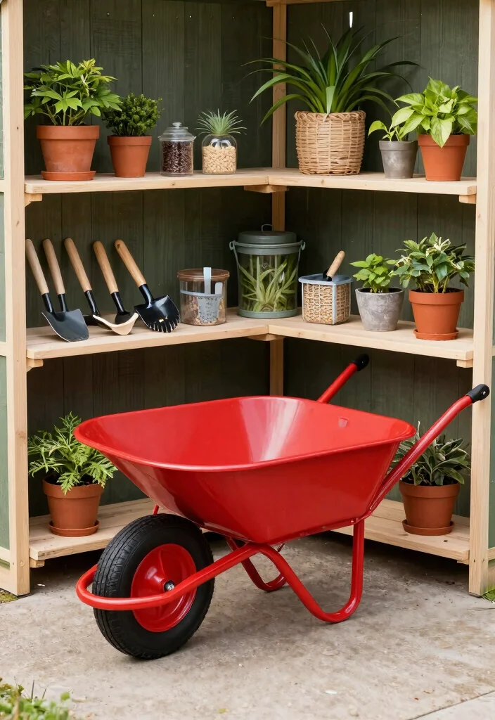 7 Smart Wheelbarrow Storage Ideas to Keep Your Shed Tidy 5. Corner Wheelbarrow Stand 0