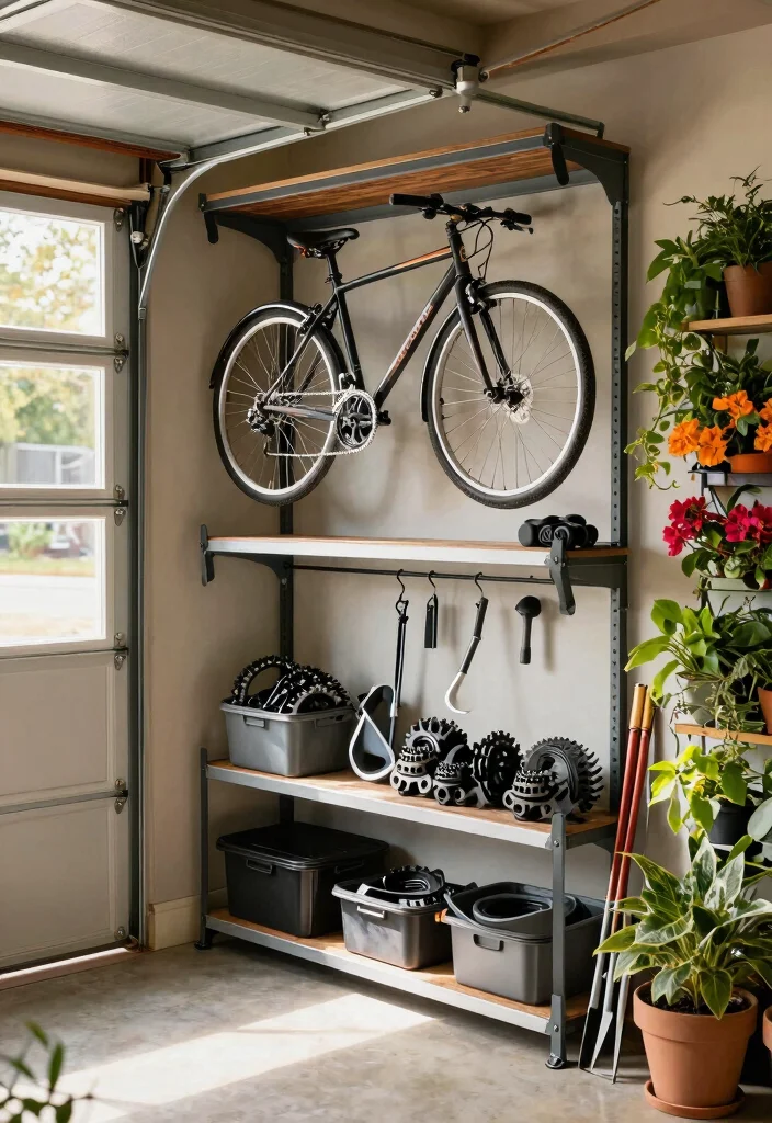 7 Space Saving Garage Bike Storage Ideas Ceiling Mounts 3. Vertical Storage Units for Bikes and Gear 0