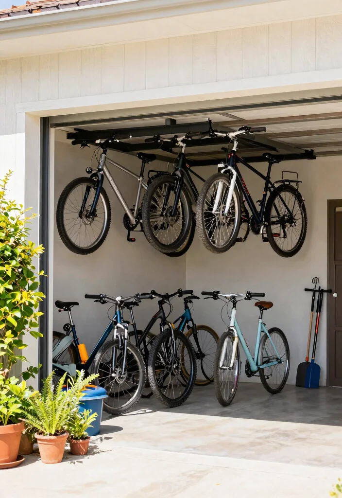 7 Space Saving Garage Bike Storage Ideas Ceiling Mounts 4. Overhead Bike Storage Solutions 0