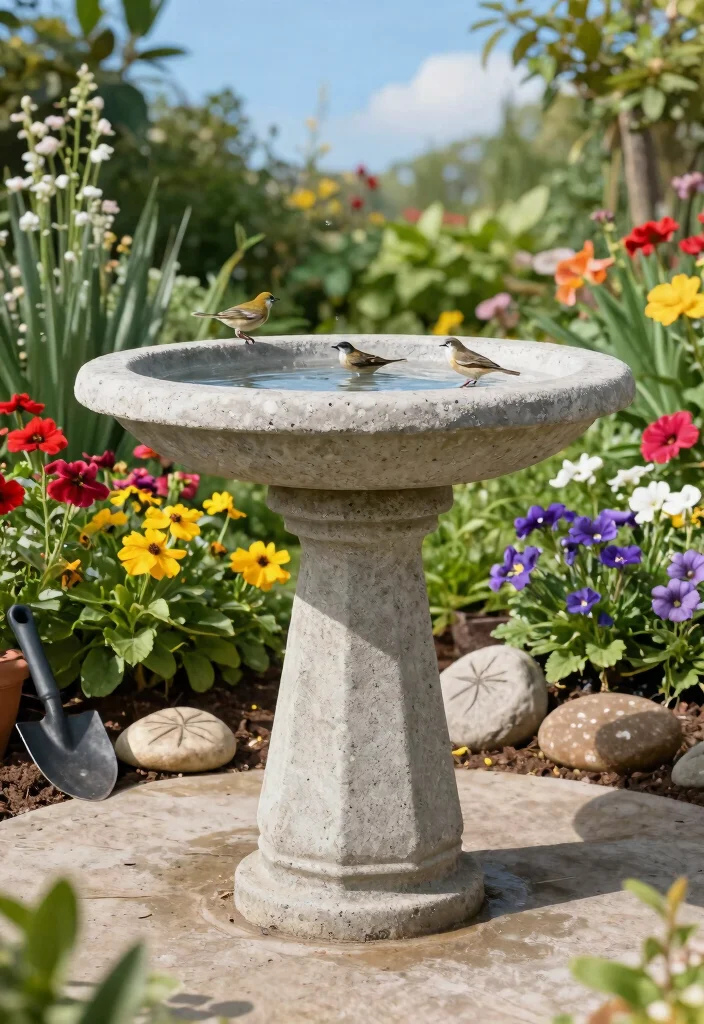 7 Sturdy Bird Bath Base Ideas for DIY Garden Projects 3. Concrete Base for Durability 0