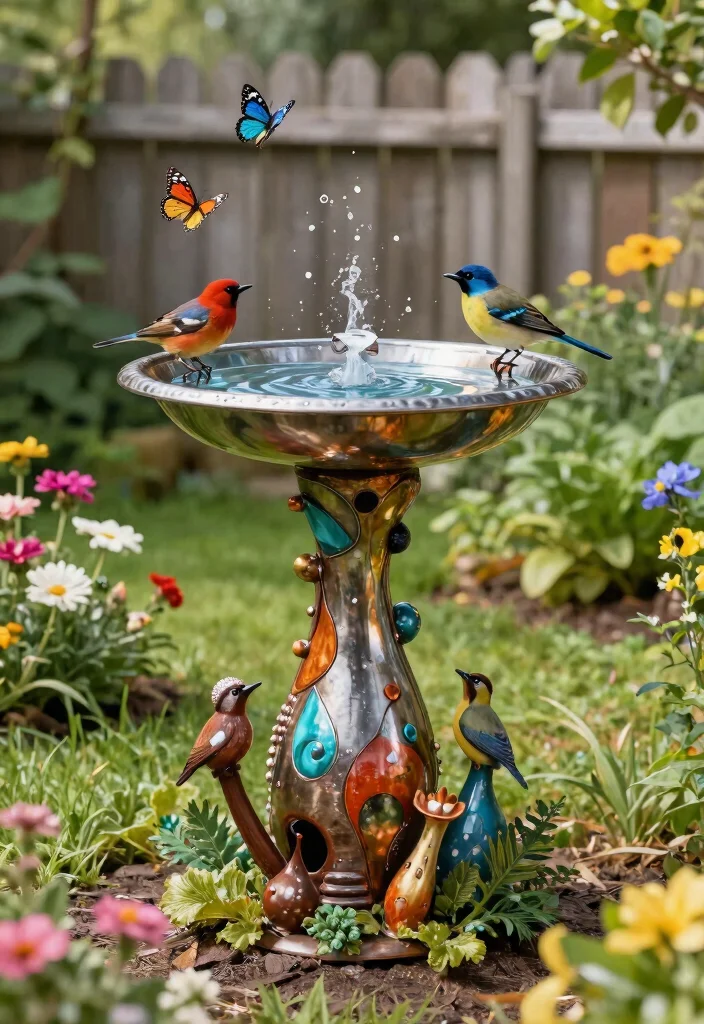 7 Sturdy Bird Bath Base Ideas for DIY Garden Projects 4. Upcycled Metal Base 0