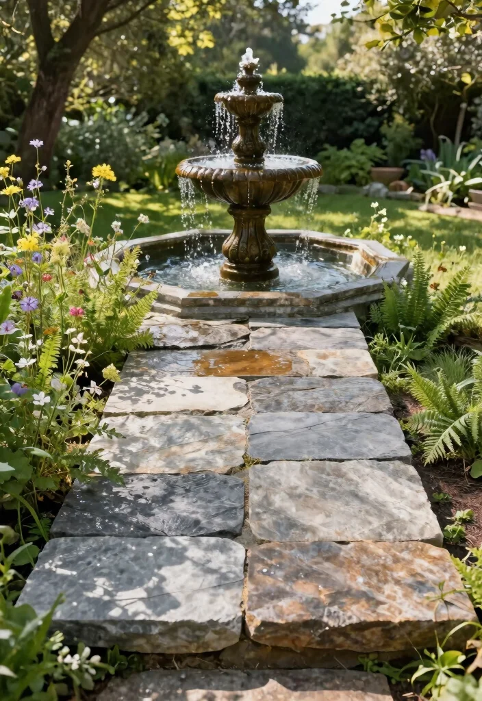 7 Sturdy Water Fountain Base Ideas for DIY Projects 3. Stone Slab Base 0